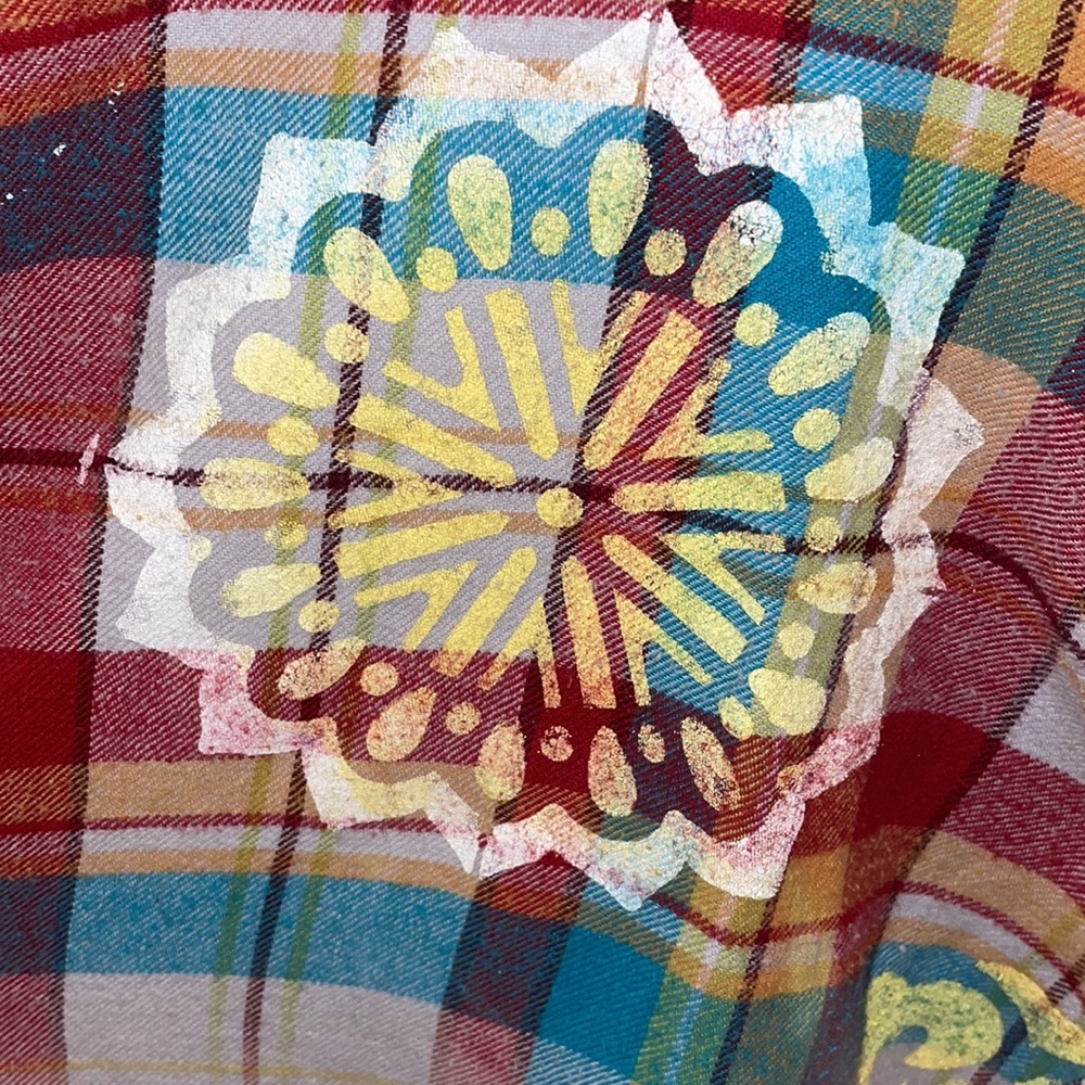 Custom Bleached & Painted Flannel Button Down. Si… - image 4